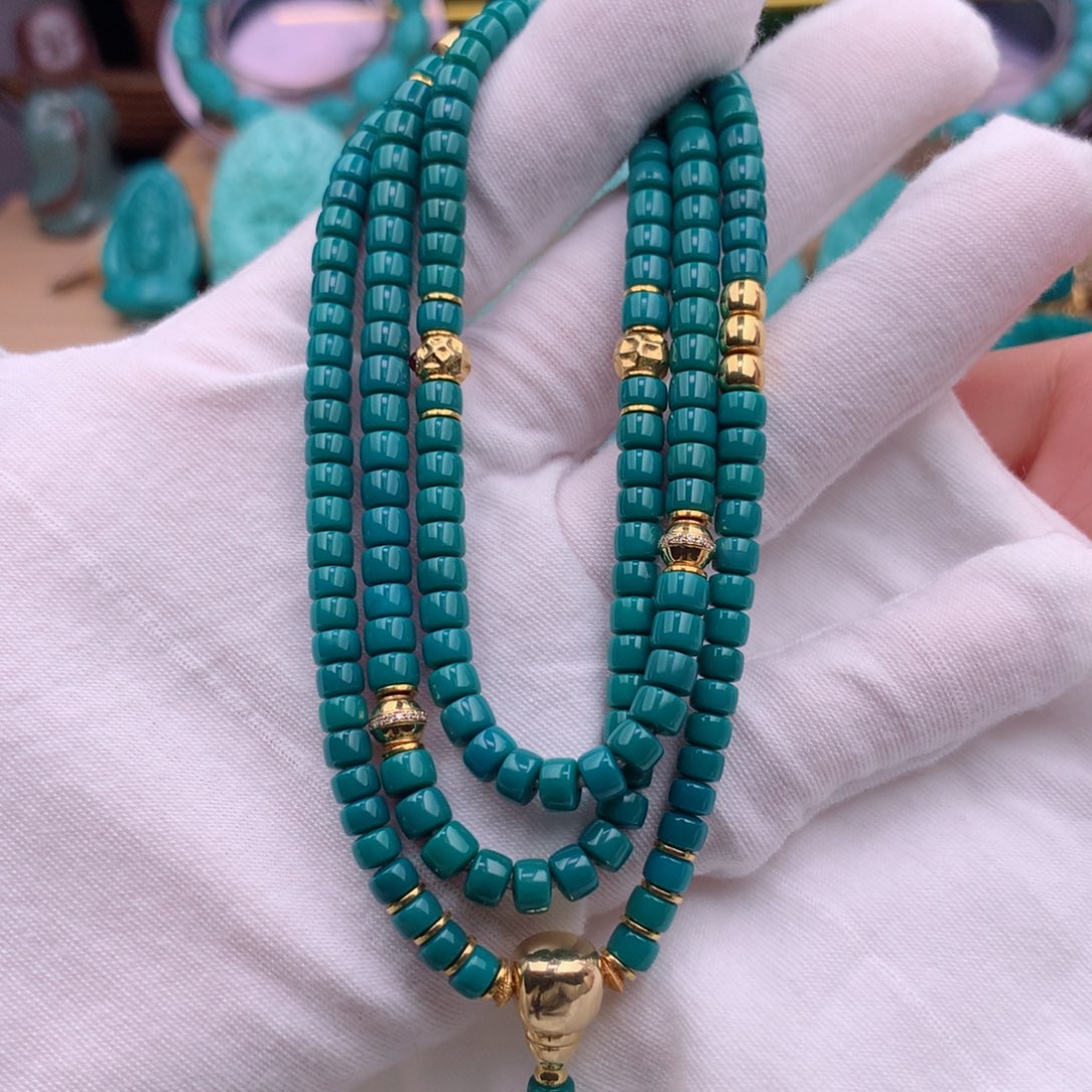 绿松石珠宝奇石18K金镶嵌