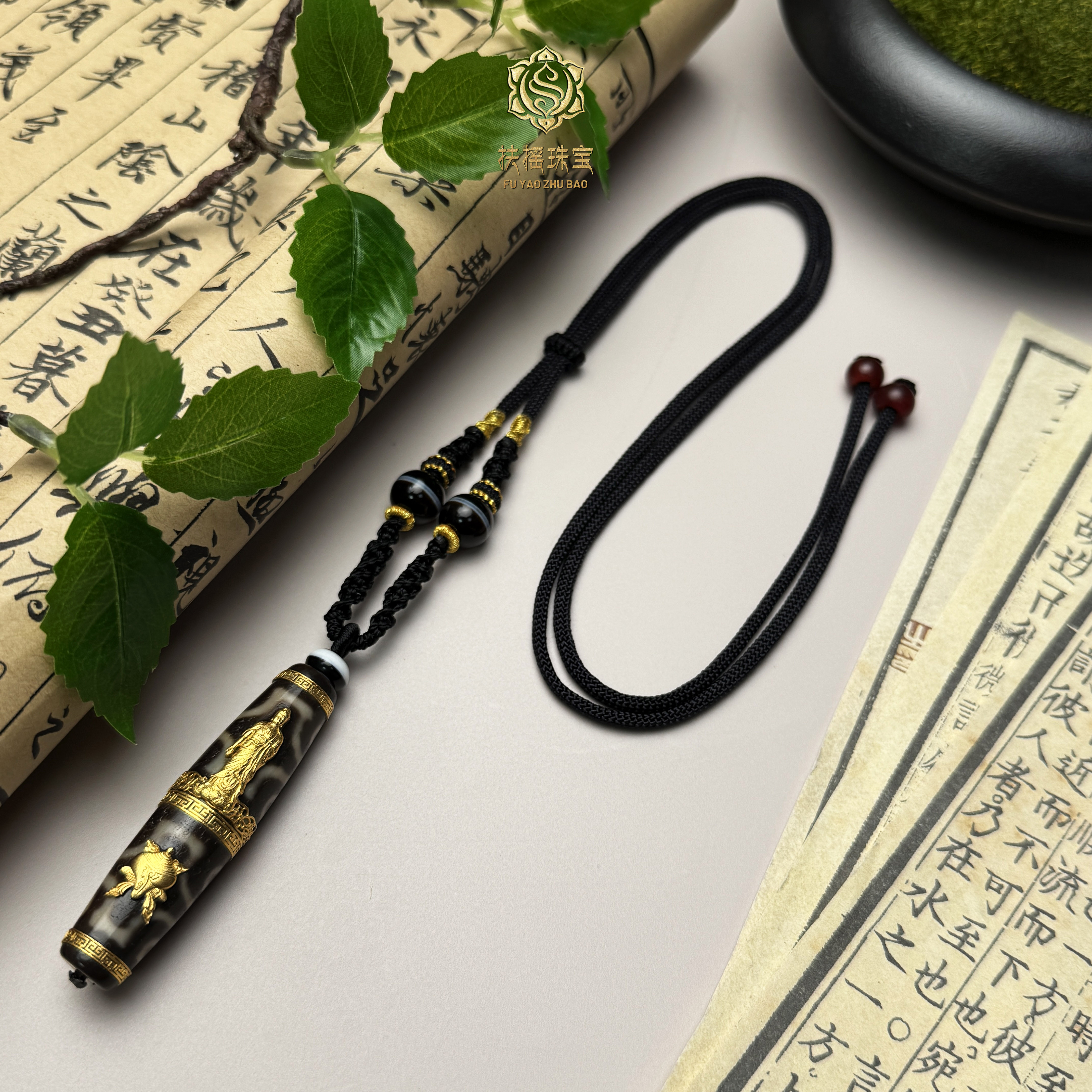 扶摇臻选|TY精工18K金镶阿弥十二Y天珠吊坠5294