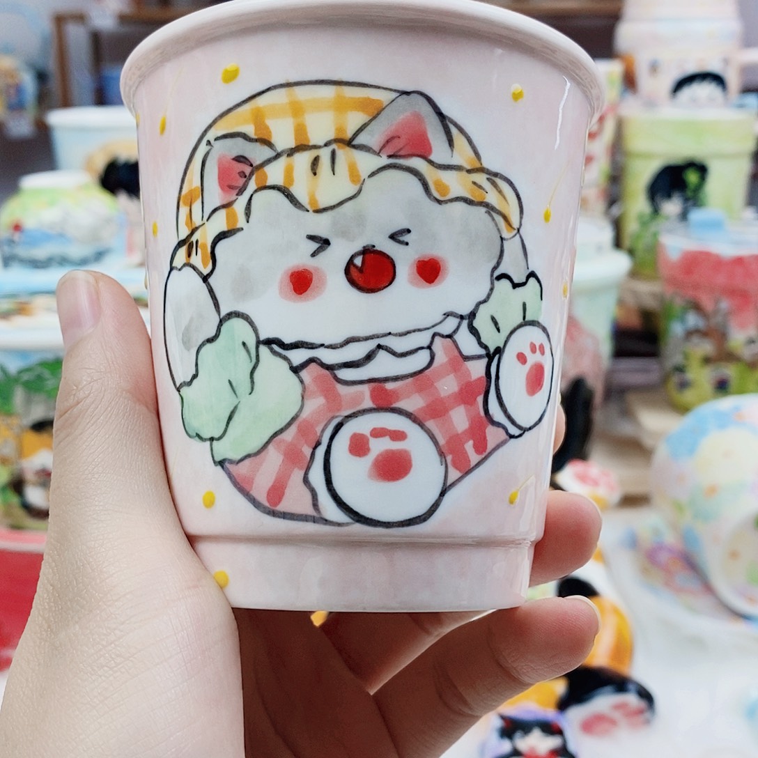 瓷片董董文创手绘陶瓷