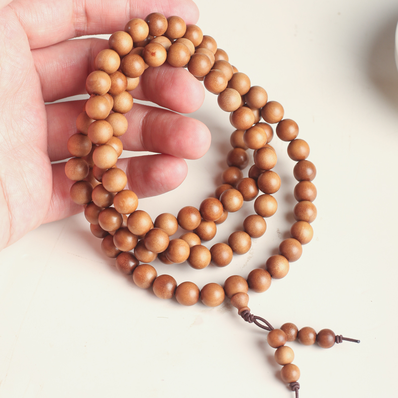 【小冠】老山檀 108子 多圈 天然原木料雕刻工艺