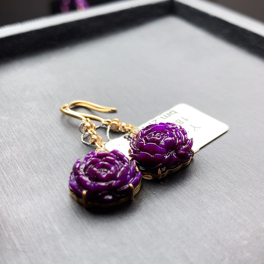 苏纪石（舒俱来）18K金镶嵌耳坠