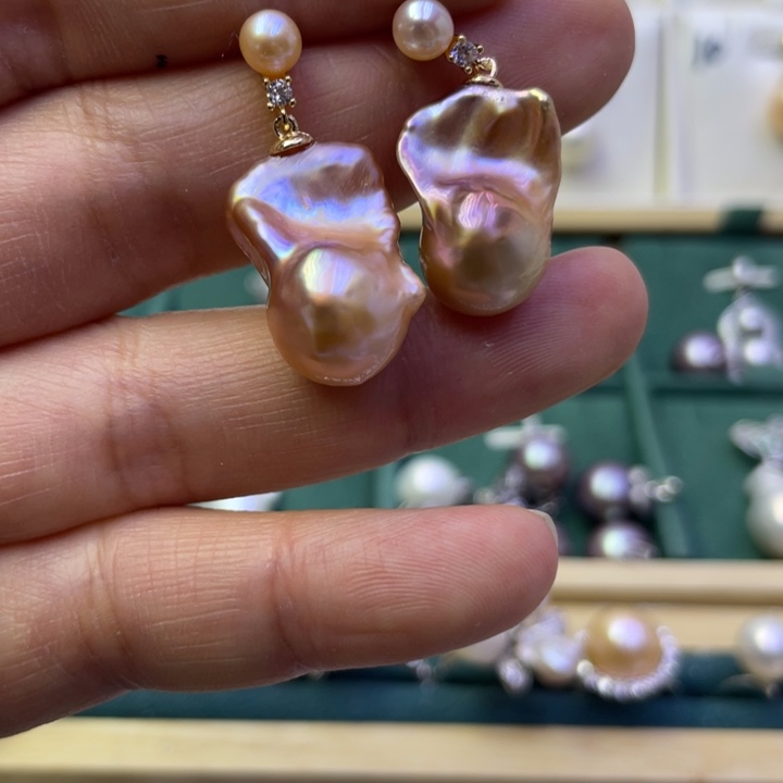 淡水珍珠耳饰合金