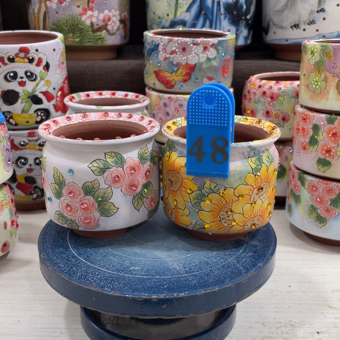 红陶奶罐花盆小盆