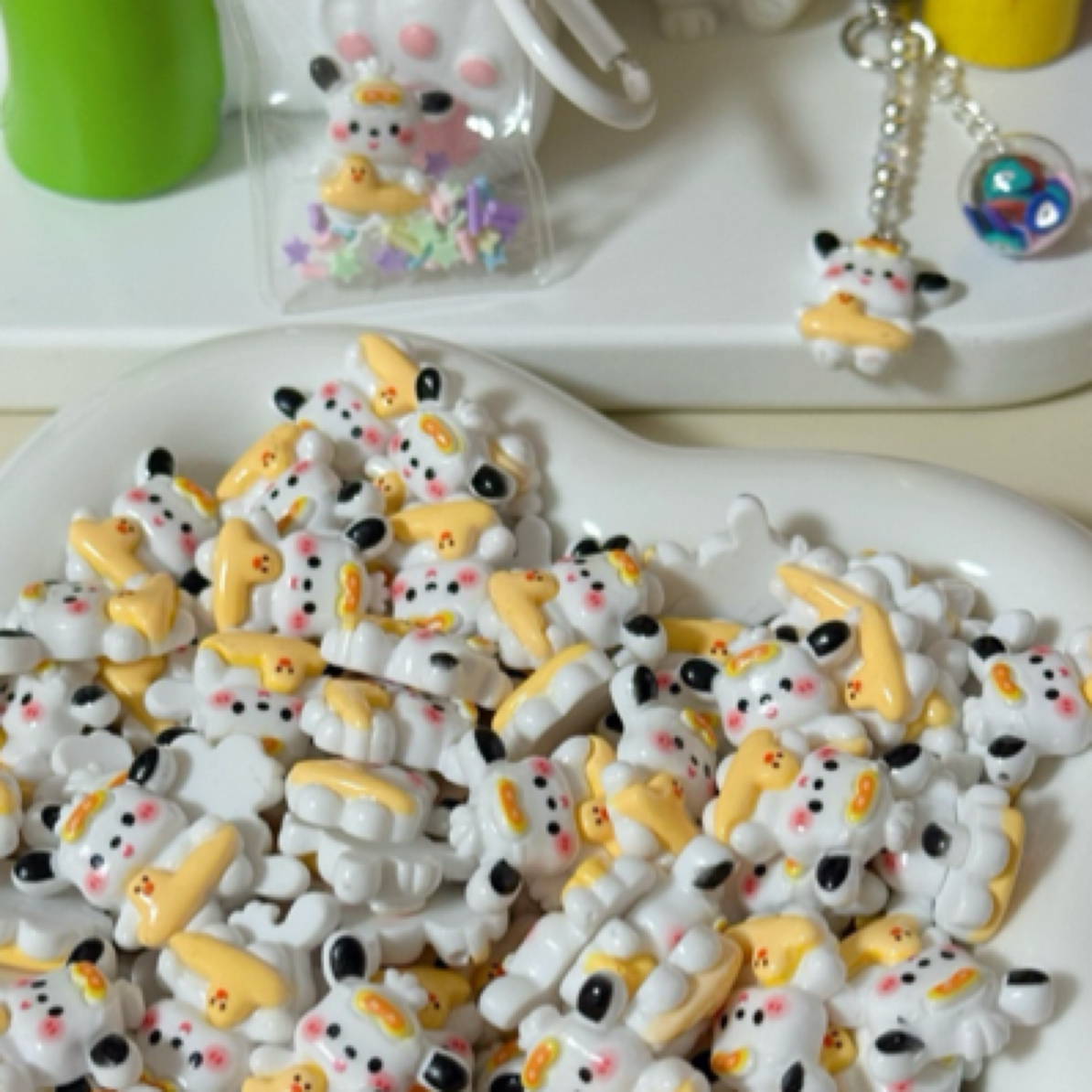 福福款-网红帕恰泳圈小狗树脂diy奶油胶配件