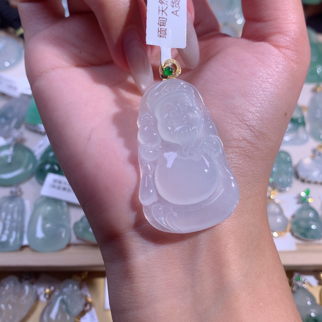 翡翠吊坠(不含链)18K金镶嵌