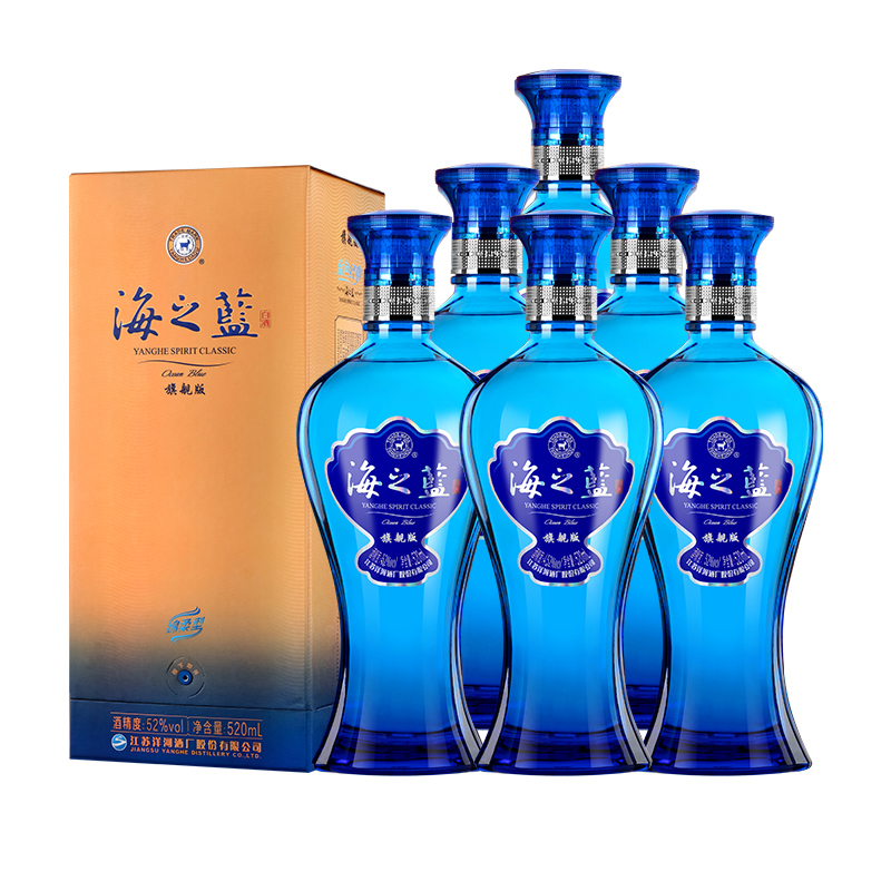 洋河 海之蓝 绵柔型白酒52度520ml*6