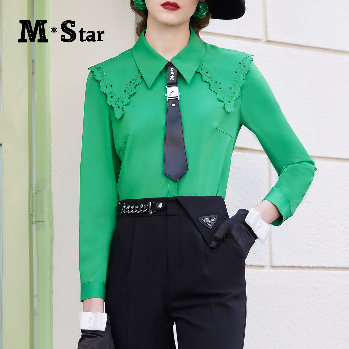 【芊芊专属】M-Star春夏长袖披肩衬衫(不含领带)SCBS132390