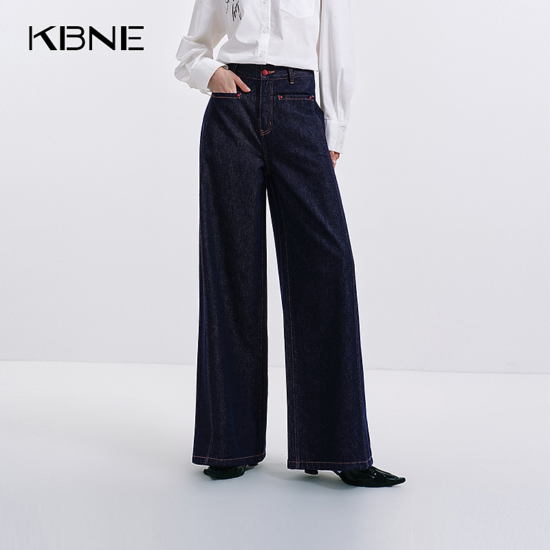 KBNE牛仔裤女款爆款2025新款洋气时髦复古百搭宽松原色阔腿牛仔裤