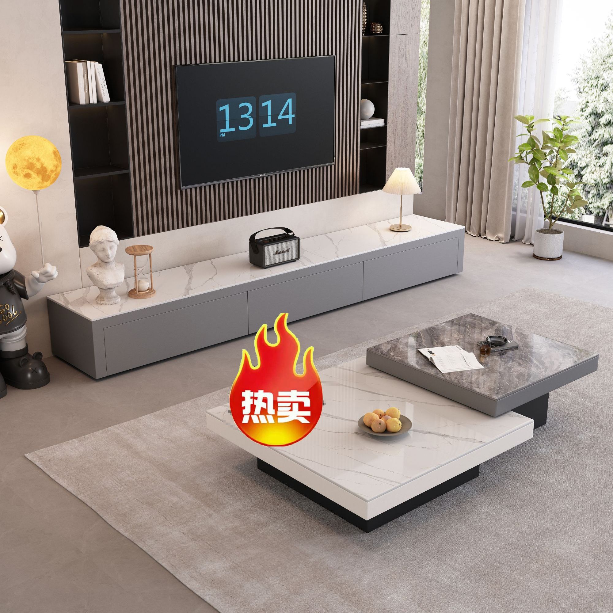 北欧岩板茶几轻奢客厅家用小户型极简设计简约意式创意客厅家用