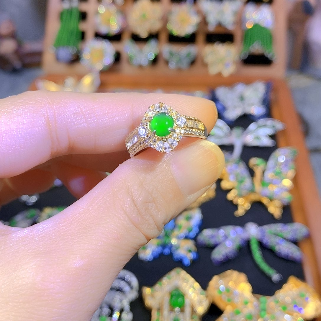 吊坠(不含链)银S925镶嵌翡翠