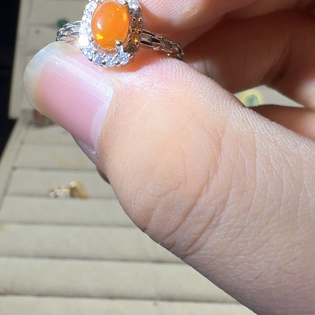 芙蓉石戒指银S925镶嵌