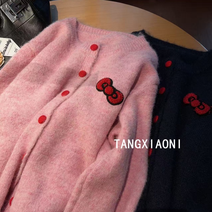 5店 可耐款 两色蝴蝶结 开衫潮牌女装