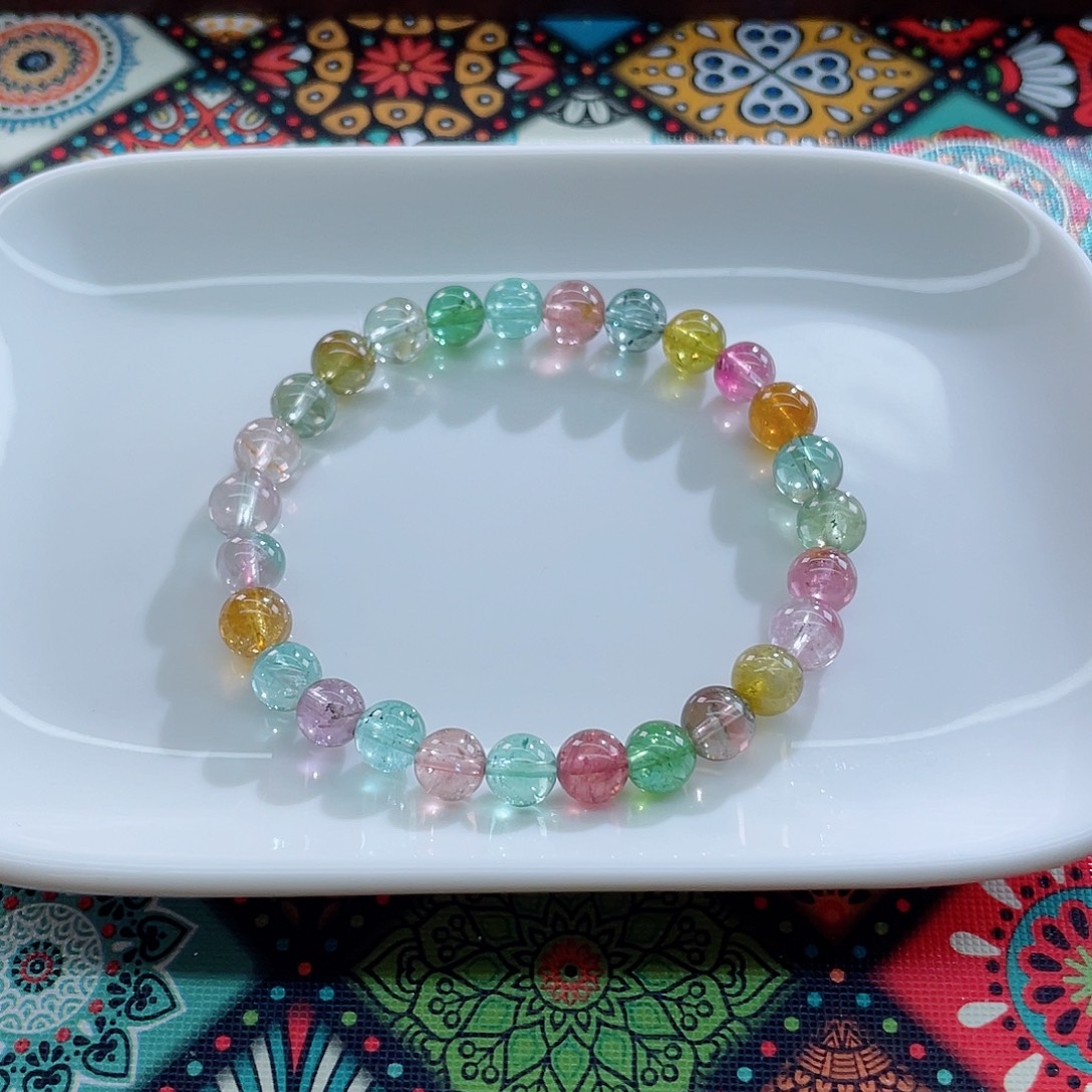 手链碧玺未镶嵌7.3mm左右