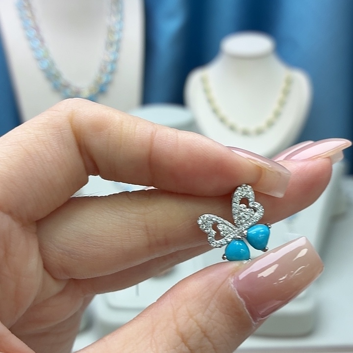 绿松石银S925镶嵌吊坠(不含链)