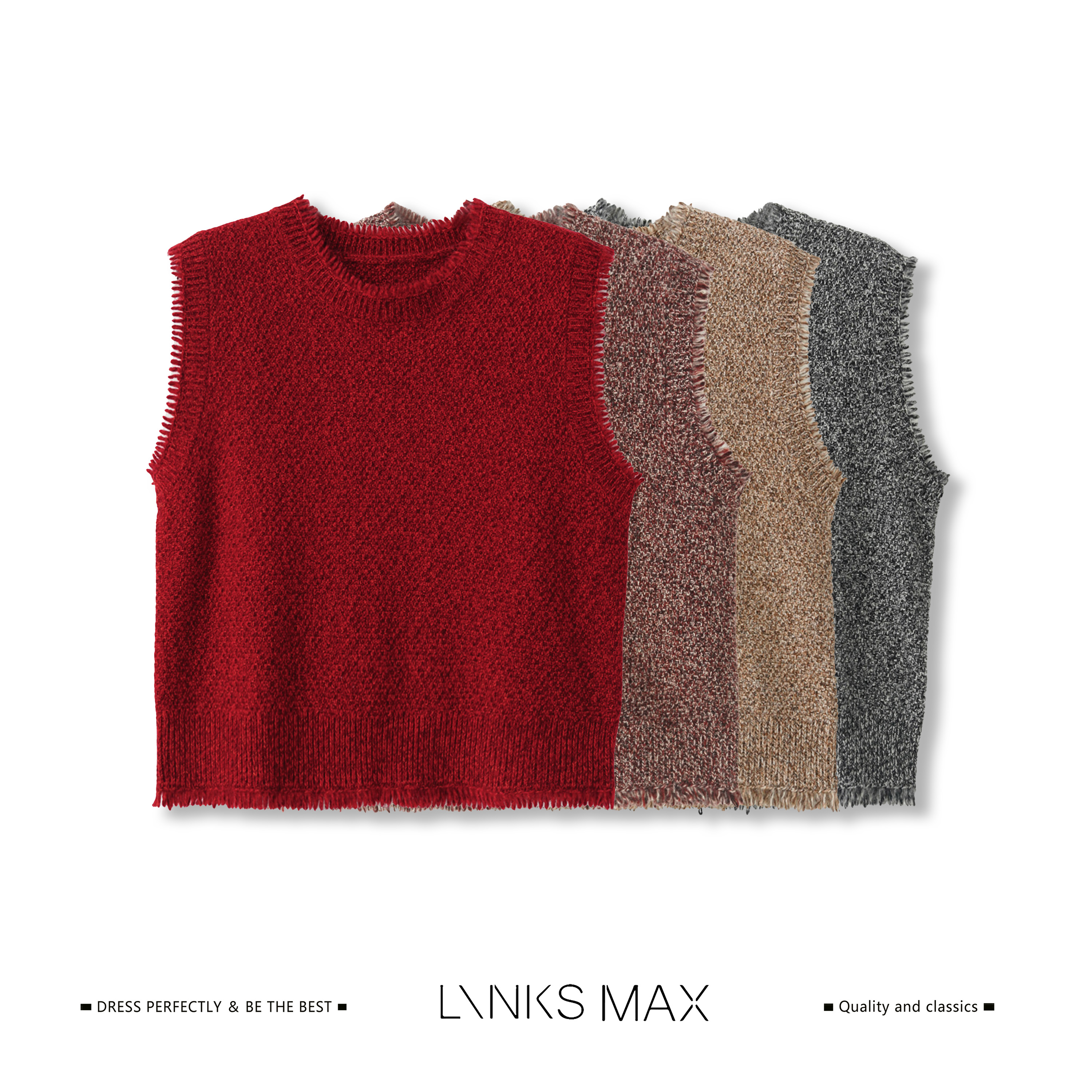 Links Max【钱老板专属】复古定纺洗水柔软亲肤羊毛针织马甲42468