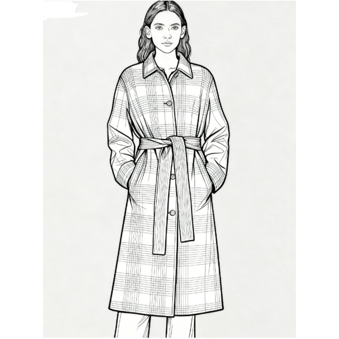 【Montendre】秋冬新款 T 重磅山羊绒混纺羊毛大衣保暖格纹毛呢大衣