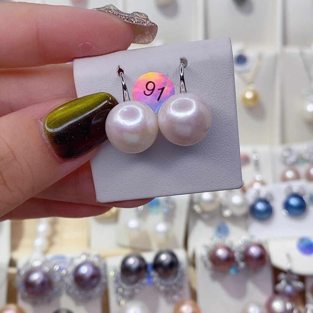 银S925镶嵌耳饰淡水珍珠12➕