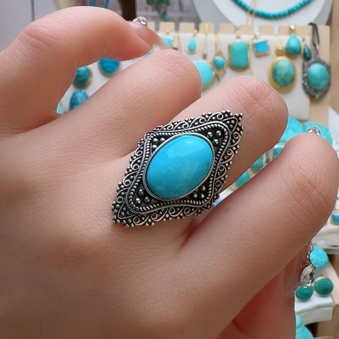 绿松石珠宝奇石银S925镶嵌