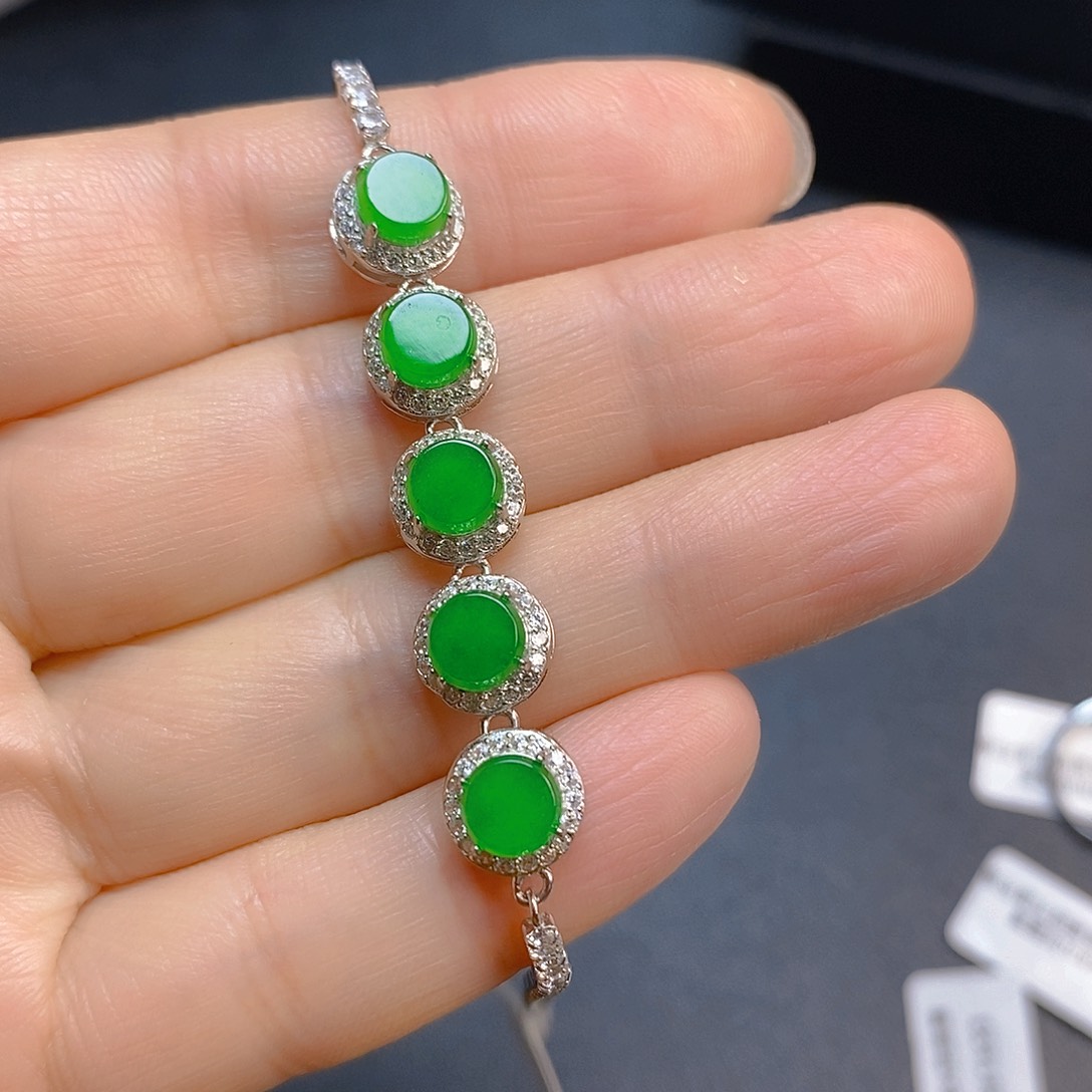 翡翠银S925镶嵌手链