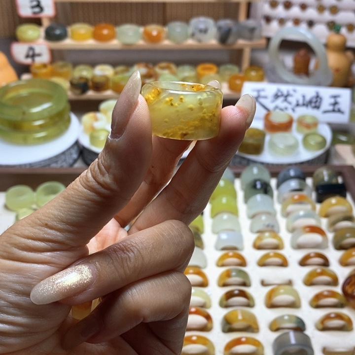 ༺***༻未镶嵌岫玉戒指岫玉精品指环内径 19.3