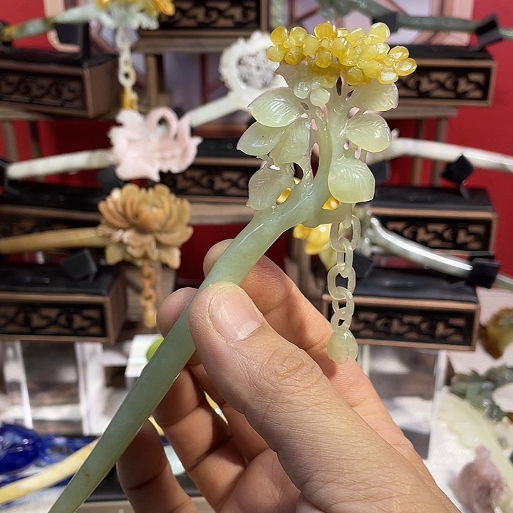 岫玉玉雕发簪未镶嵌