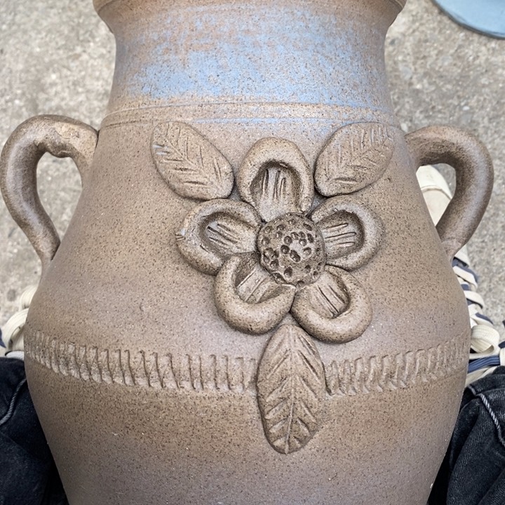 紫砂花盆高约35口约16手工