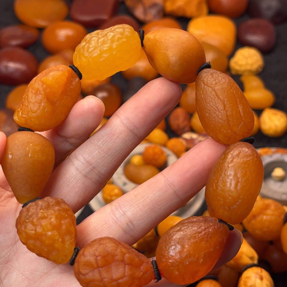 琥珀裸石未镶嵌天然蜜蜡手串