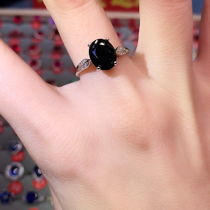 蓝宝石戒指银S925镶嵌