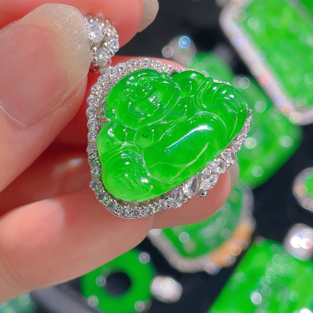 翡翠吊坠(不含链)银S925镶嵌