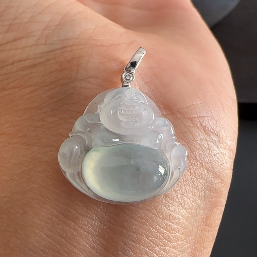 翡翠颈饰18K金镶嵌佛公