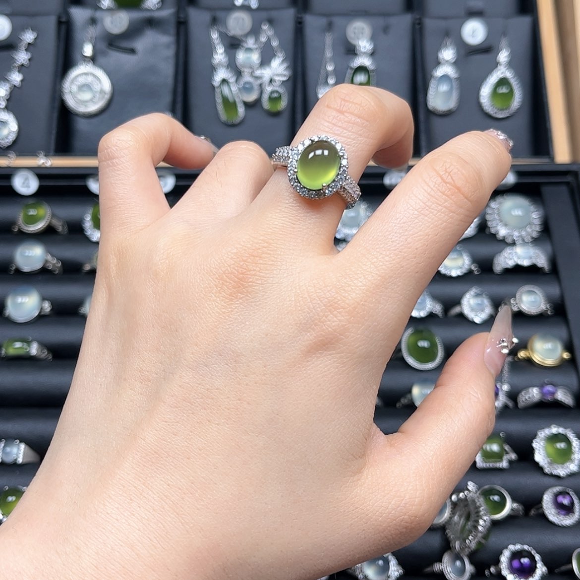 【闪购商品】岫玉戒指银S925镶嵌i*1岫玉