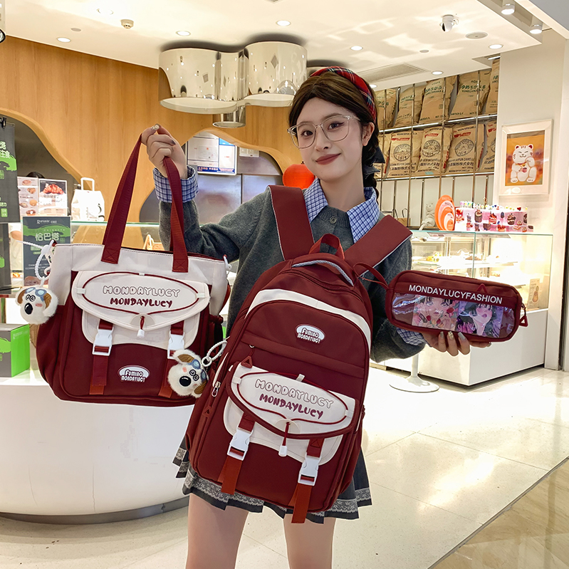 书包女日系学院百搭高颜值单肩斜挎包女学生上课休闲大容量双肩包