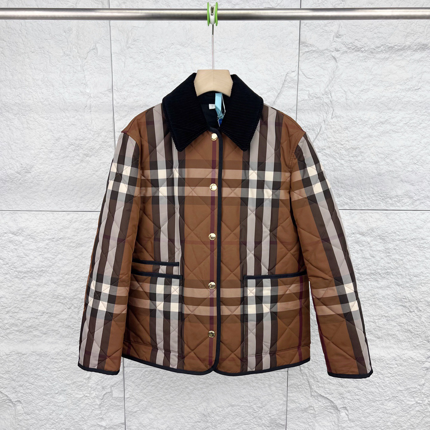 未使用 BURBERRY/博柏利 S码/深卡其色格纹翻领外套/13365446