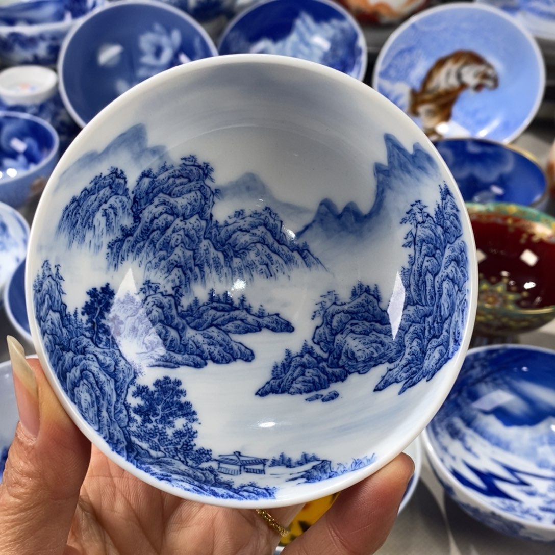 青花山水主人杯杯