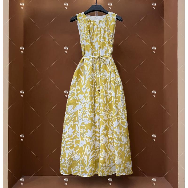 【祖】夏季新款复古时尚百搭印花无袖连衣裙 H-356