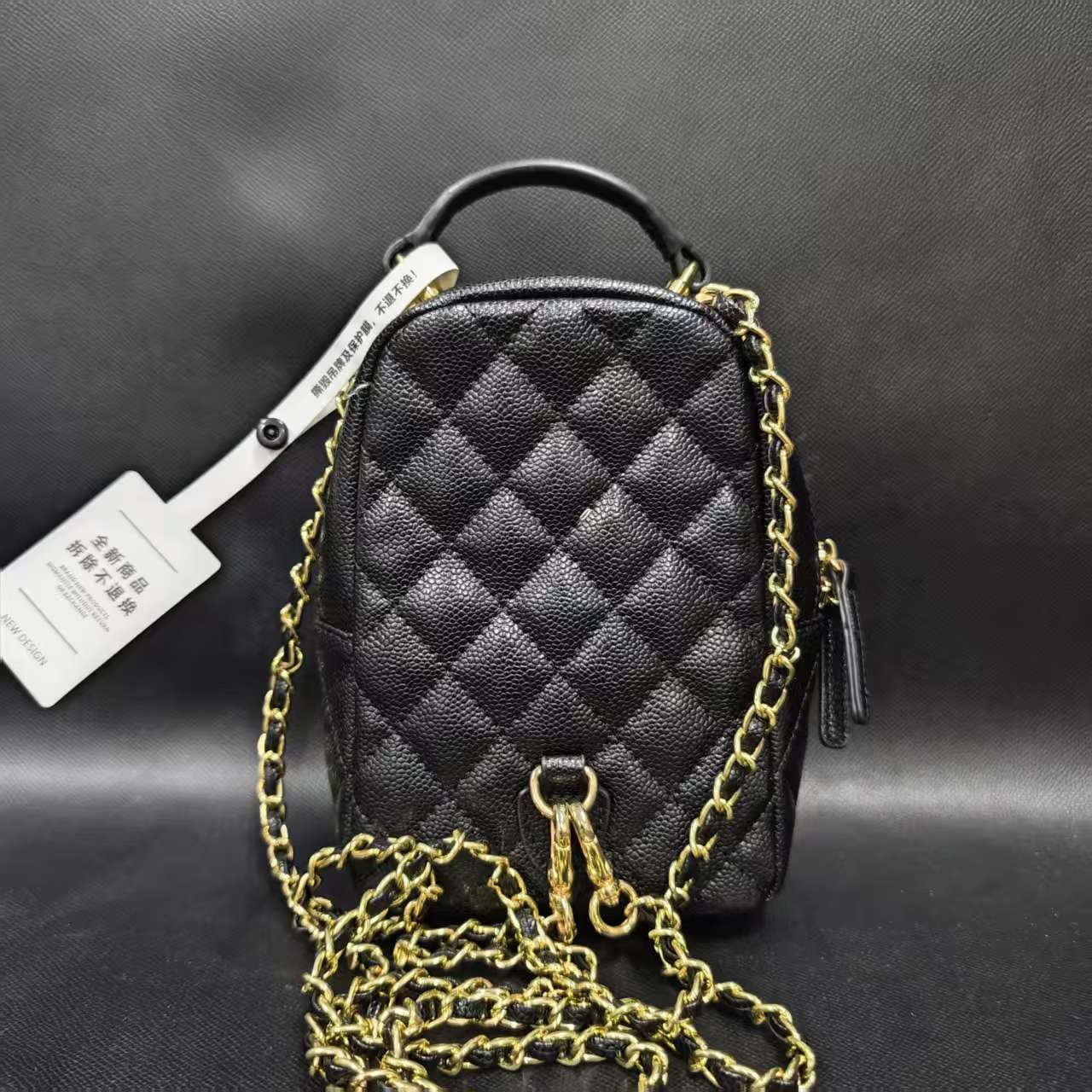 SMVP 高定奢品 潮流真皮新款女包小双肩包 0422 黑色