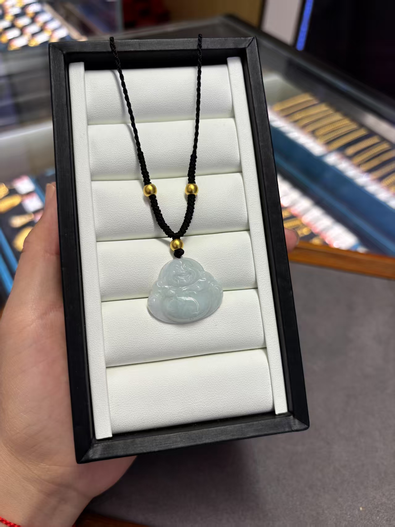 佛公温润弥勒佛玉坠女款情人节礼物雕刻精美时尚编织轻奢