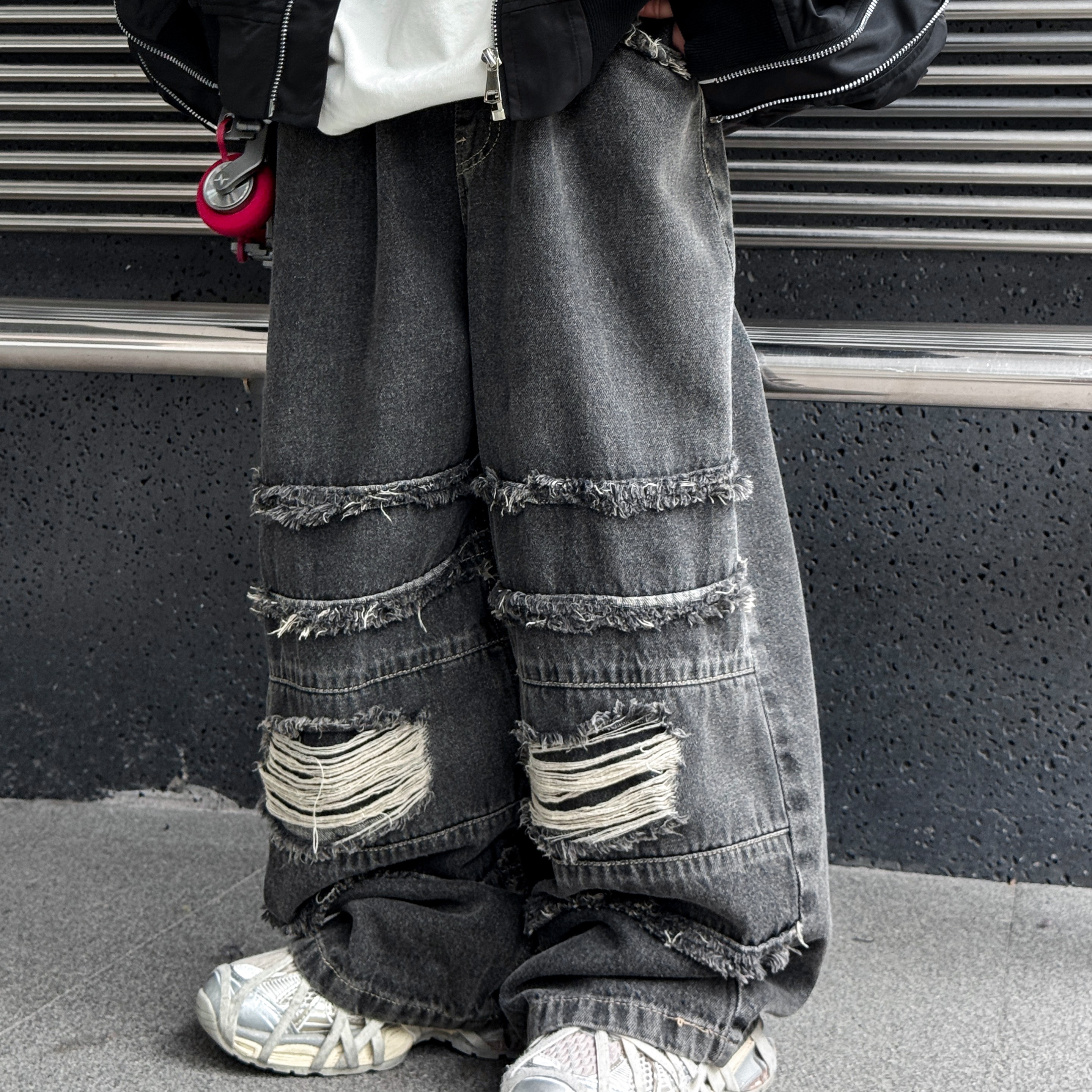 男童破洞牛仔裤2026春款儿童裤子男孩直筒长裤中大童休闲裤街舞