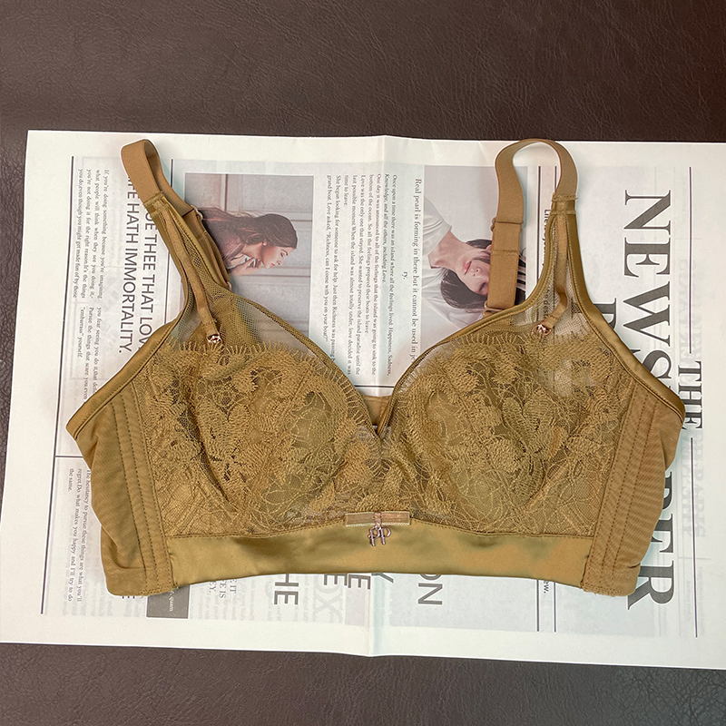 兔耳朵大胸显小透气薄款大胸显小文胸三排扣内衣性感蕾丝上托美背