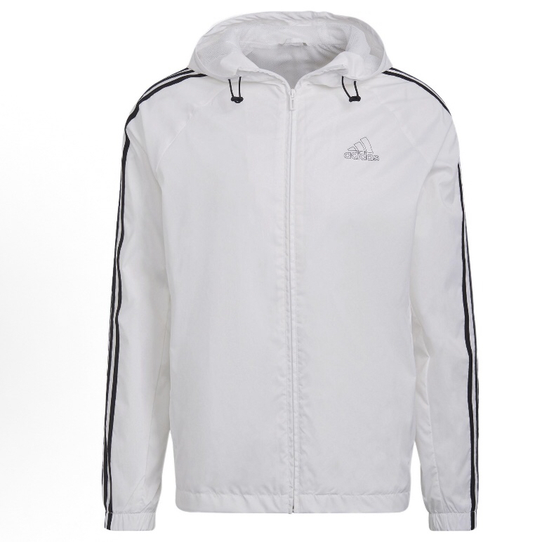 adidas 3-Stripes 休闲连帽长袖夹克 男款 白色HE4318