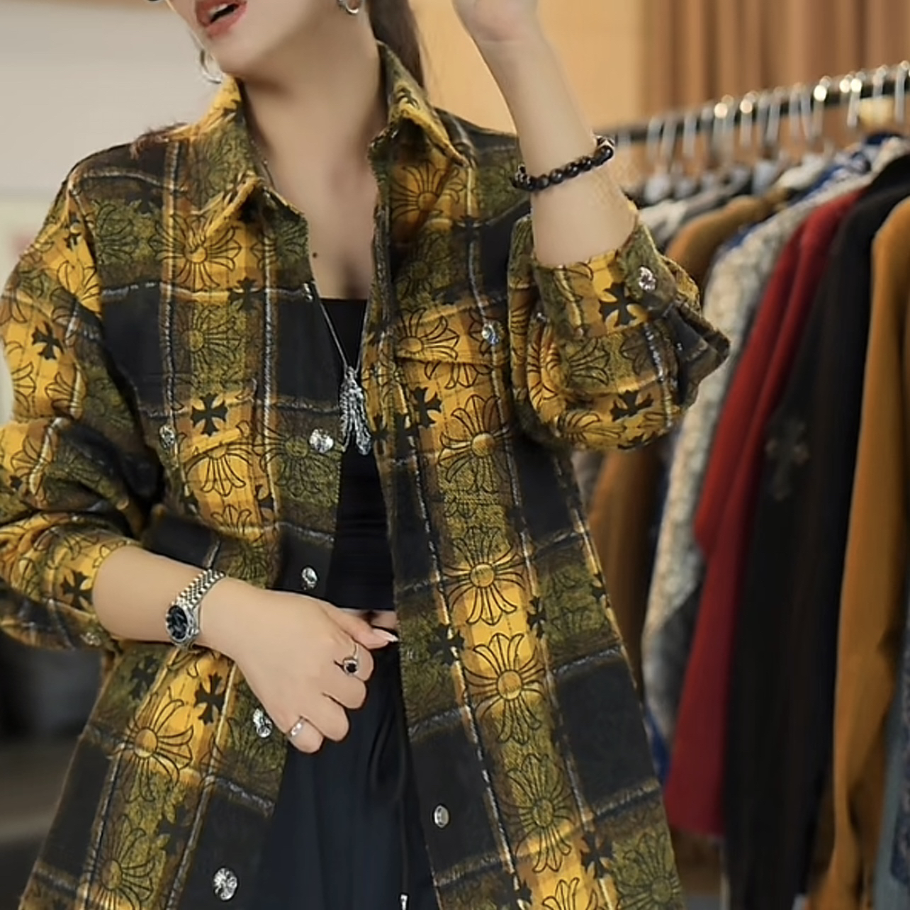 【大美专属】克家格子休闲格纹衬衫 CS0617