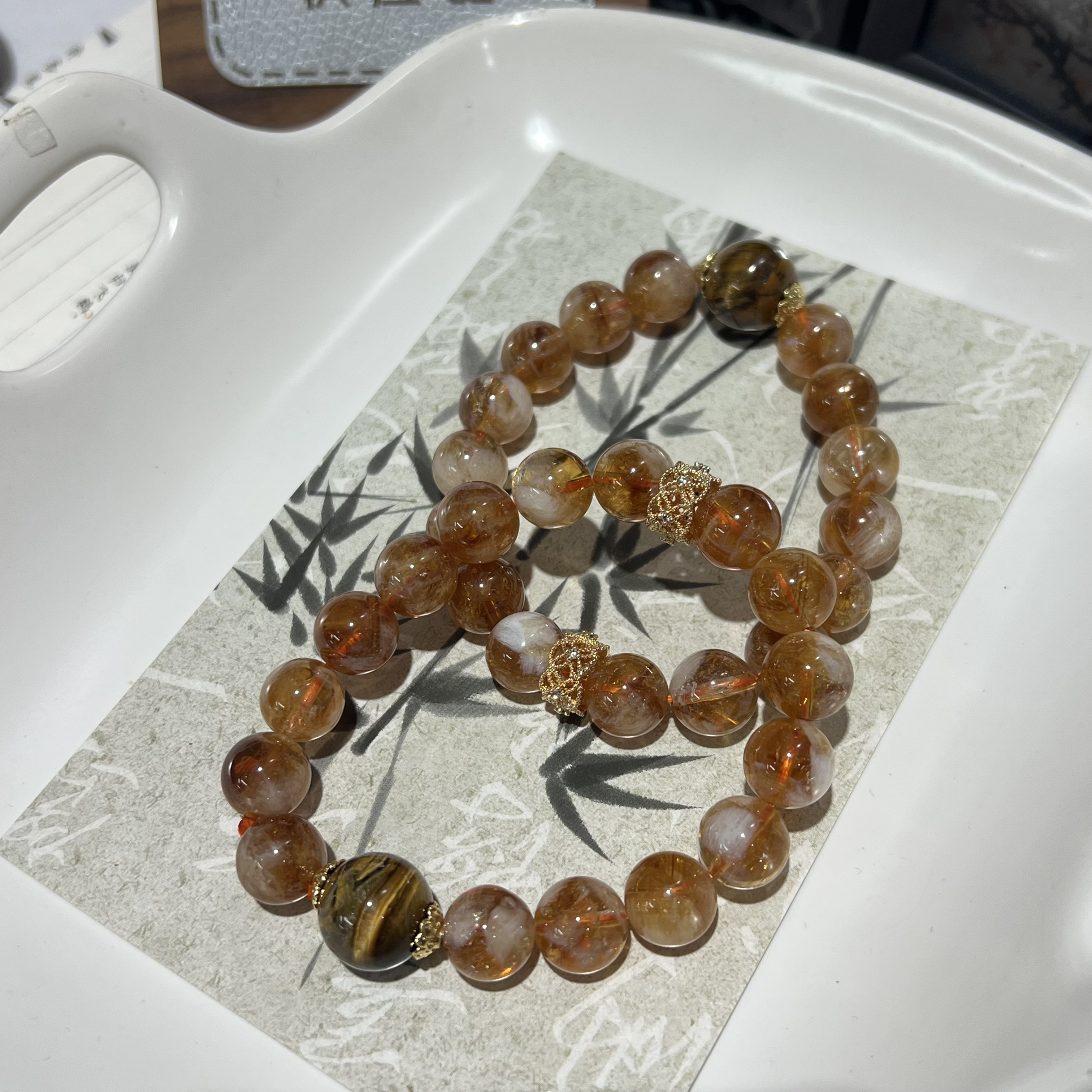 【月月家】J069天然水晶 原创黄塔晶单圈手串 多样性发其一