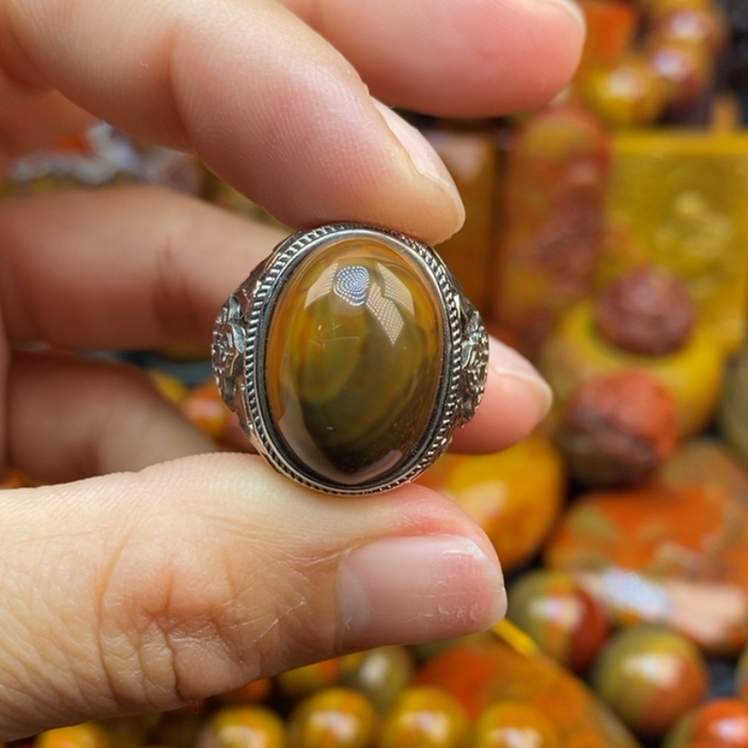 【闪购商品】玛瑙/玉髓戒指合金魑**魉