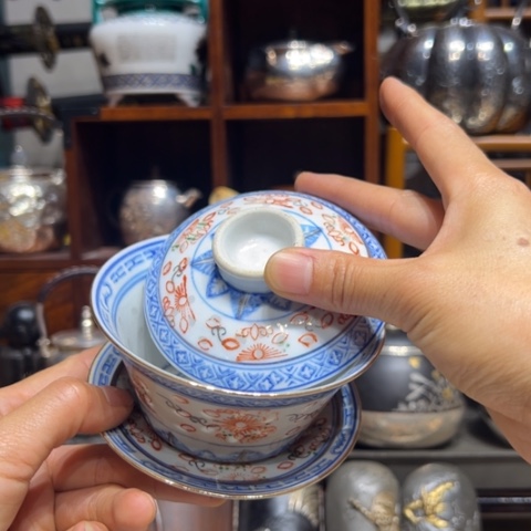 蜜安罐瓷香炉锡茶则
