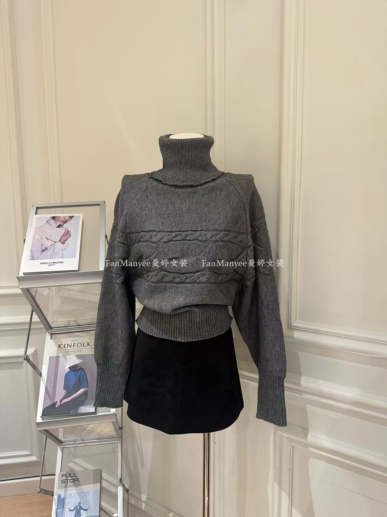 【慵懒之约】秋冬韩系慵懒风麻花毛衣+围脖两件套百搭上衣x