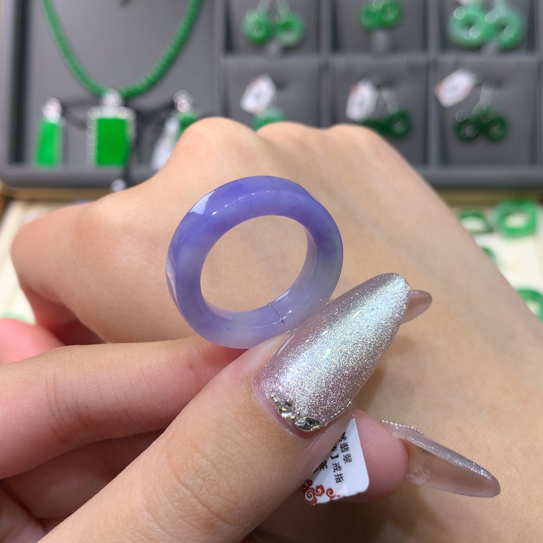 翡翠戒指未镶嵌14-15玫瑰紫