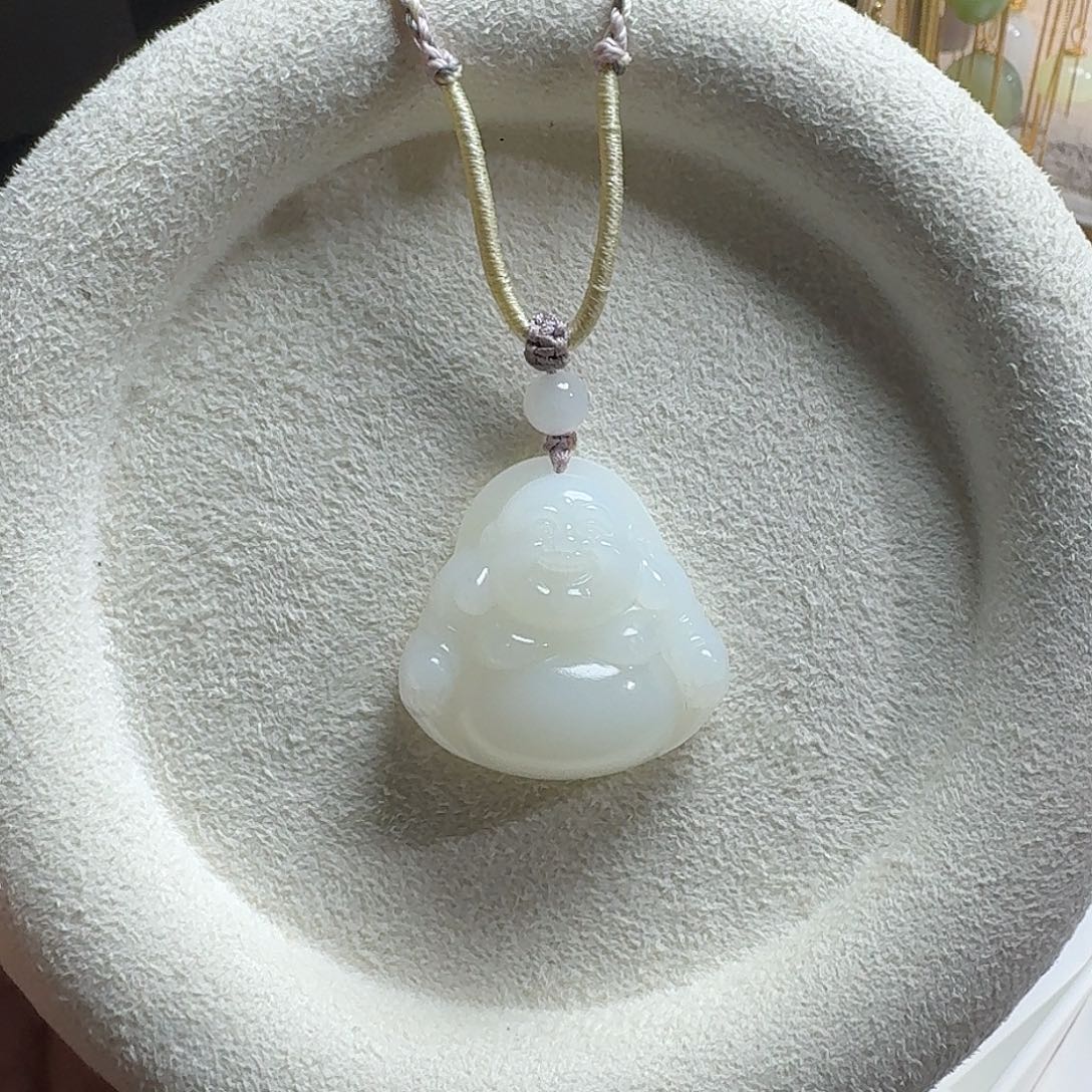 ****～和田玉未镶嵌颈饰30白玉佛公