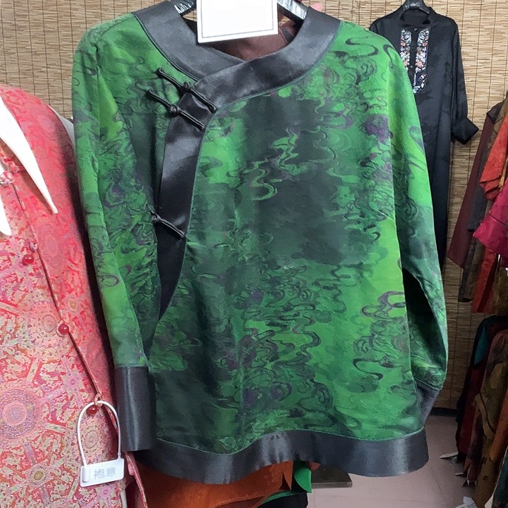 Y***姐香云纱花罗缎富婆衫2XL