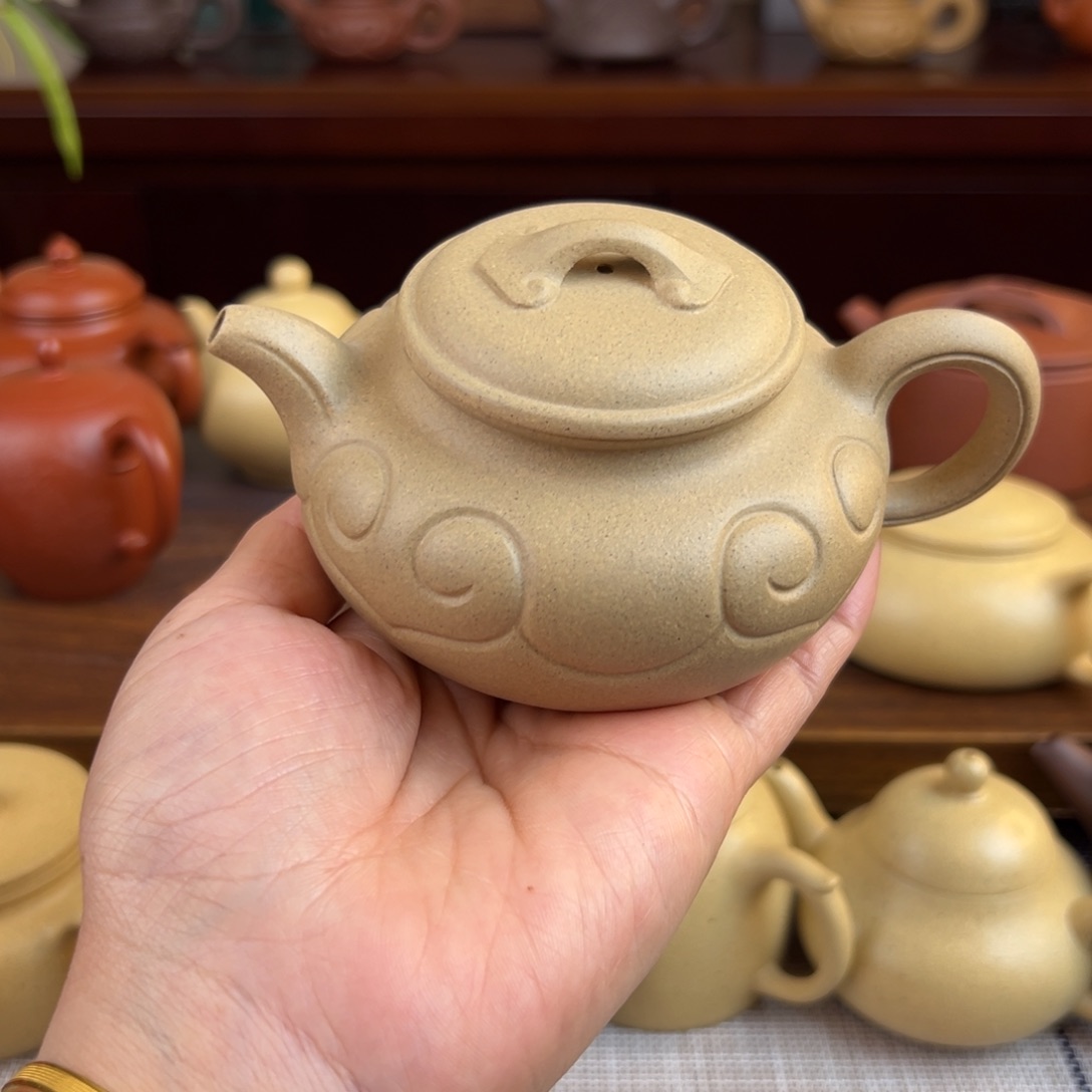 紫砂茶壶本绿仿古如意全手200cc