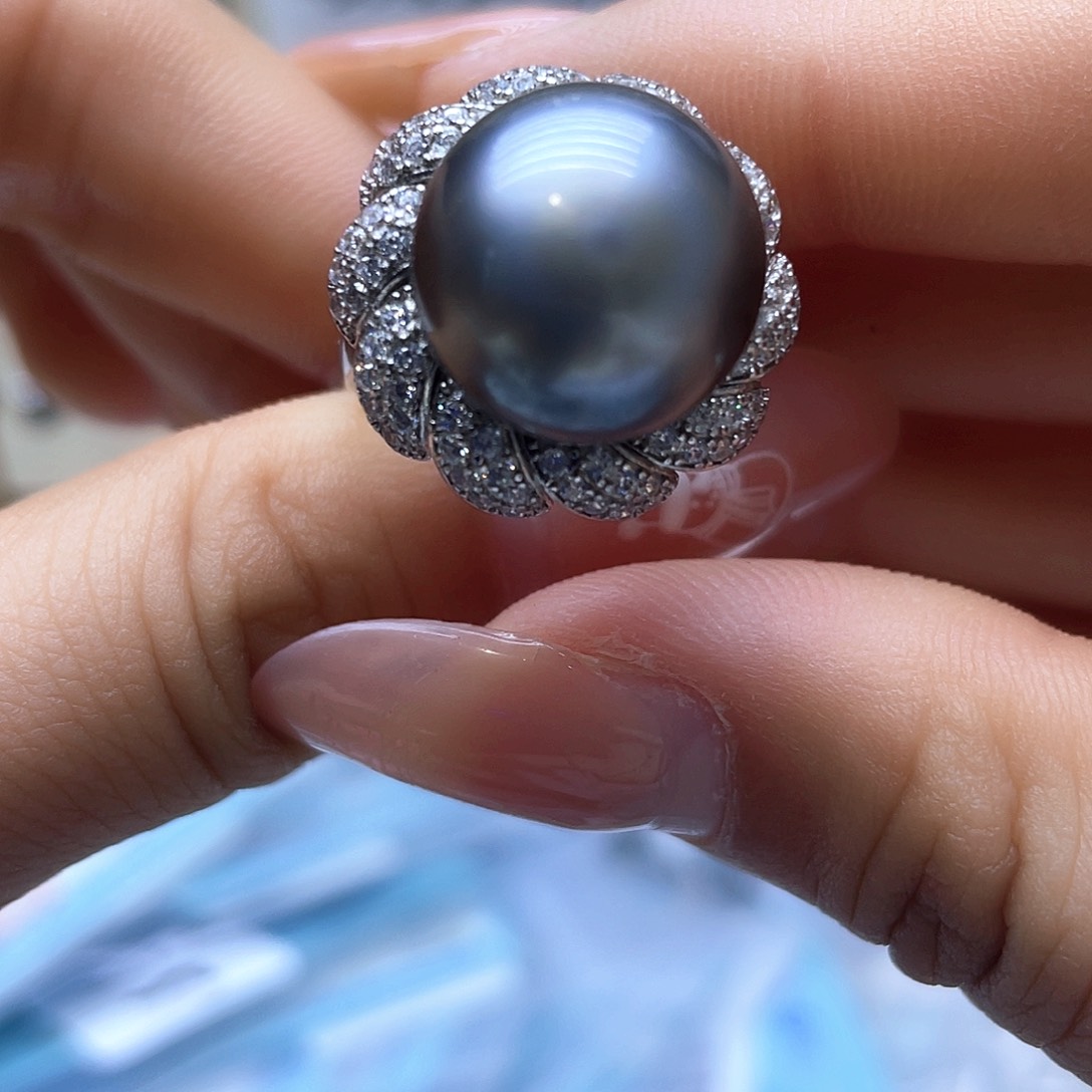 海水珍珠戒指银S925镶嵌